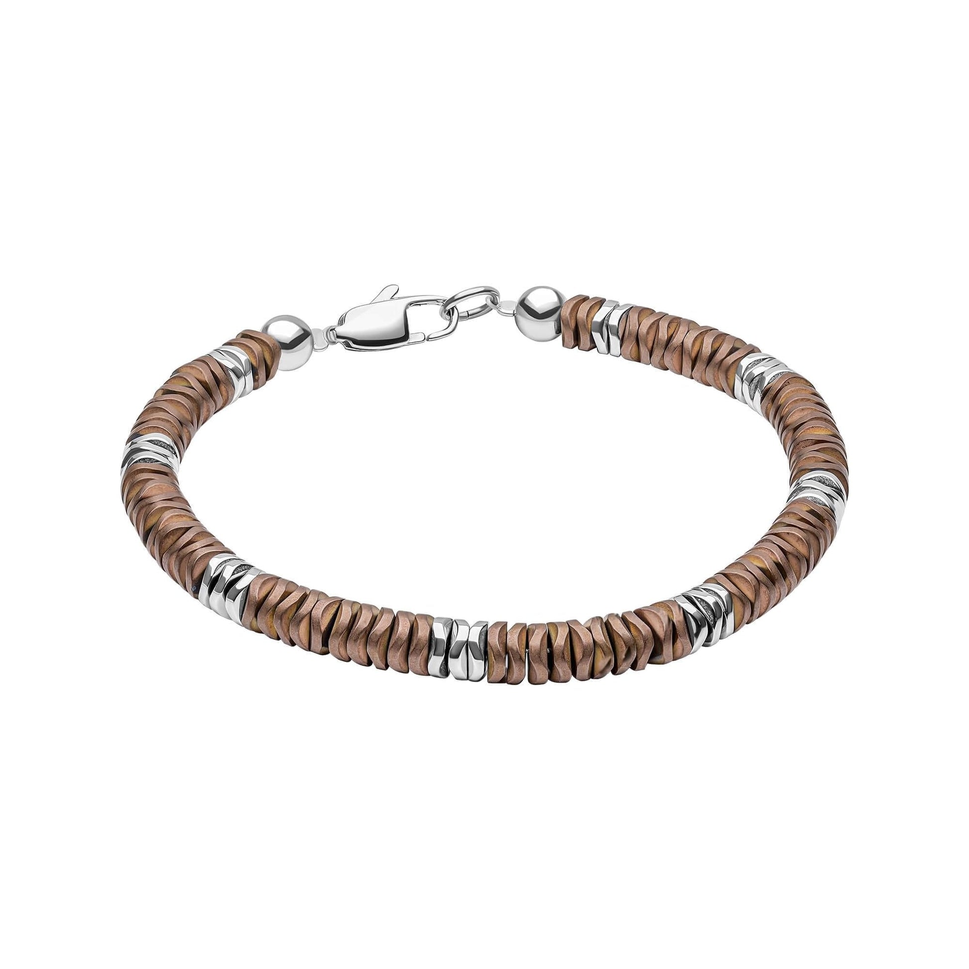 Fred Bennett Stainless Steel Irregular Ring Bracelet with Hematite