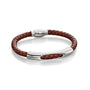 Fred Bennett Woven Leather and Stainless Steel Section Bracelet
