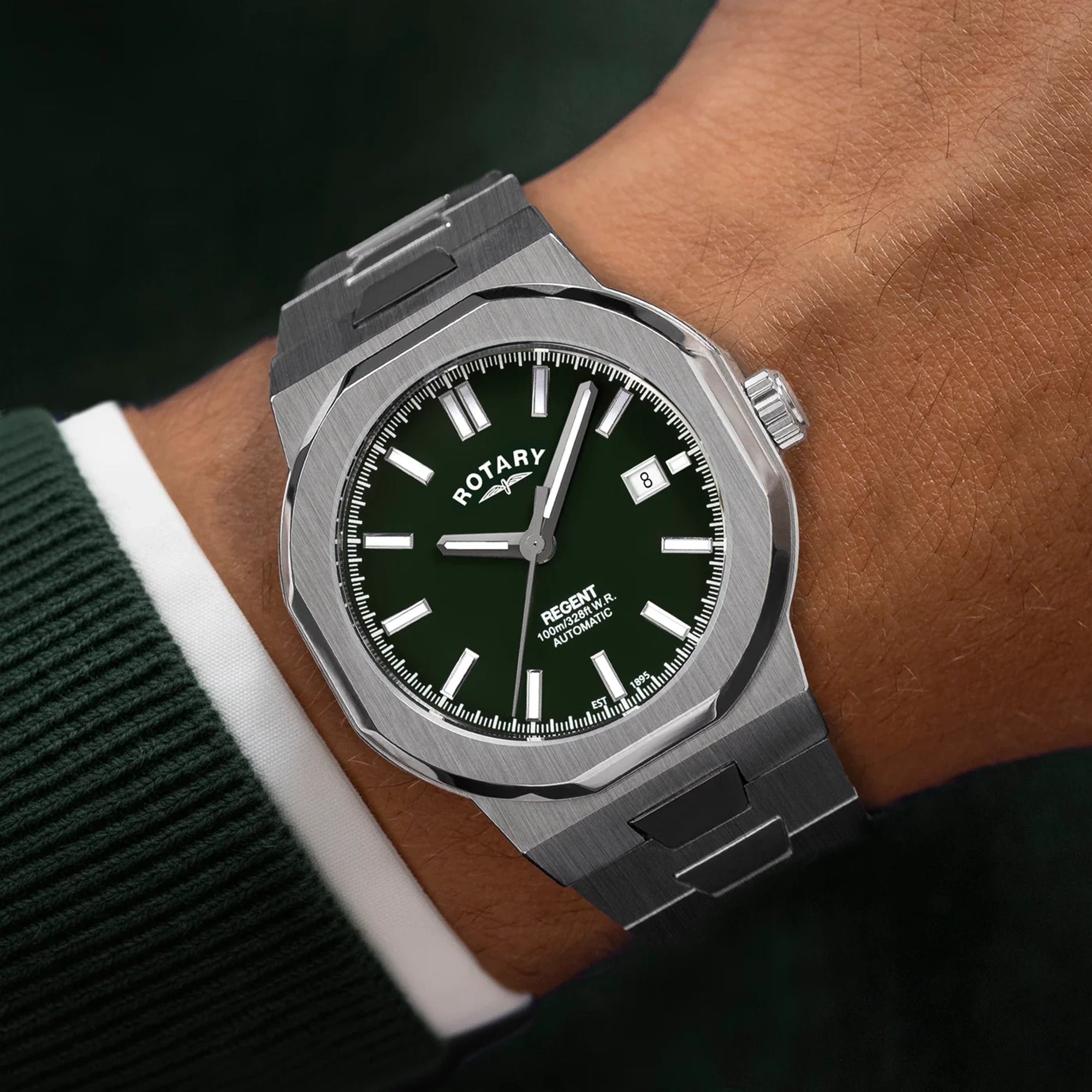 Rotary Regent Automatic Watch With Dark Green Dial