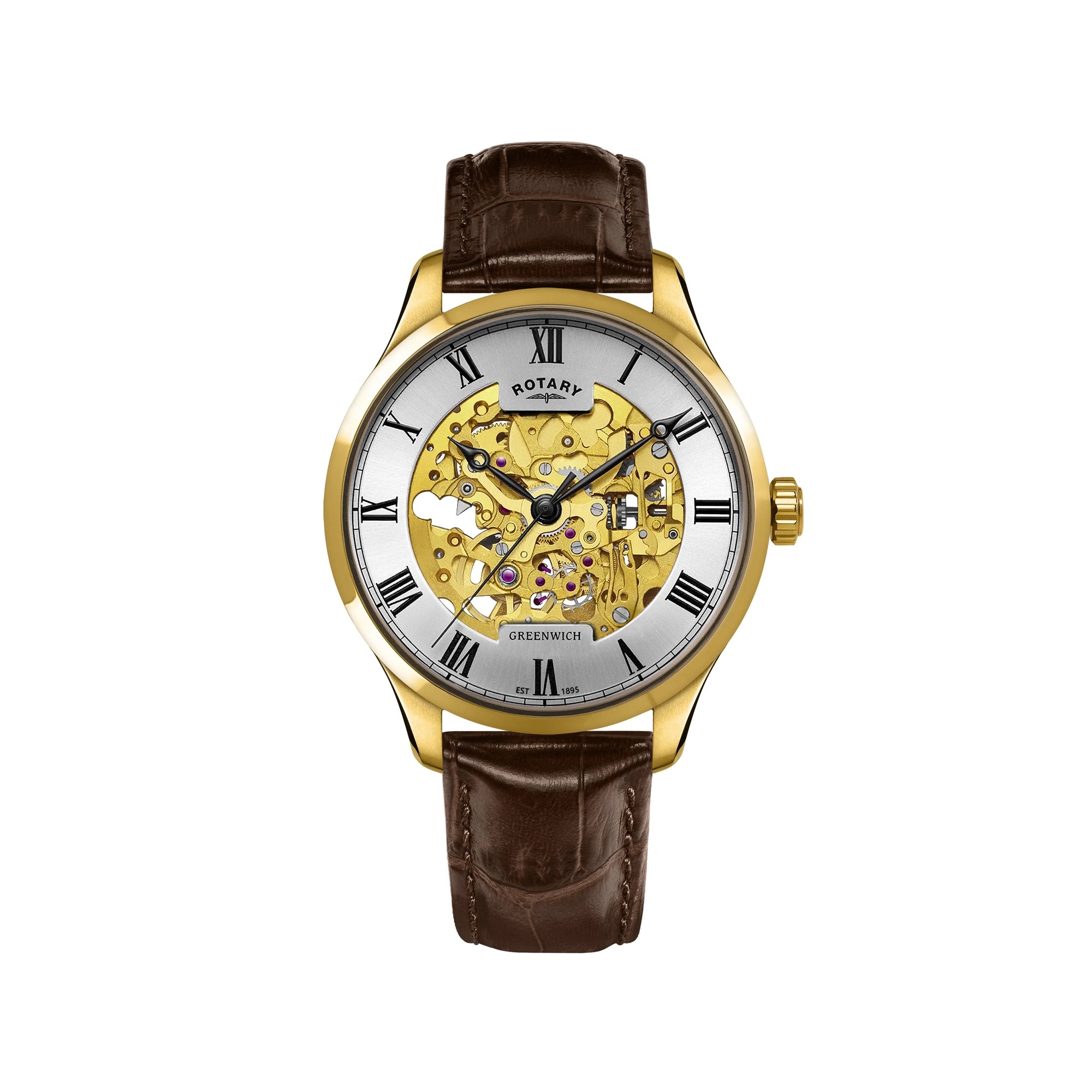 Rotary Greenwich Gold PVD Automatic Skeleton Watch