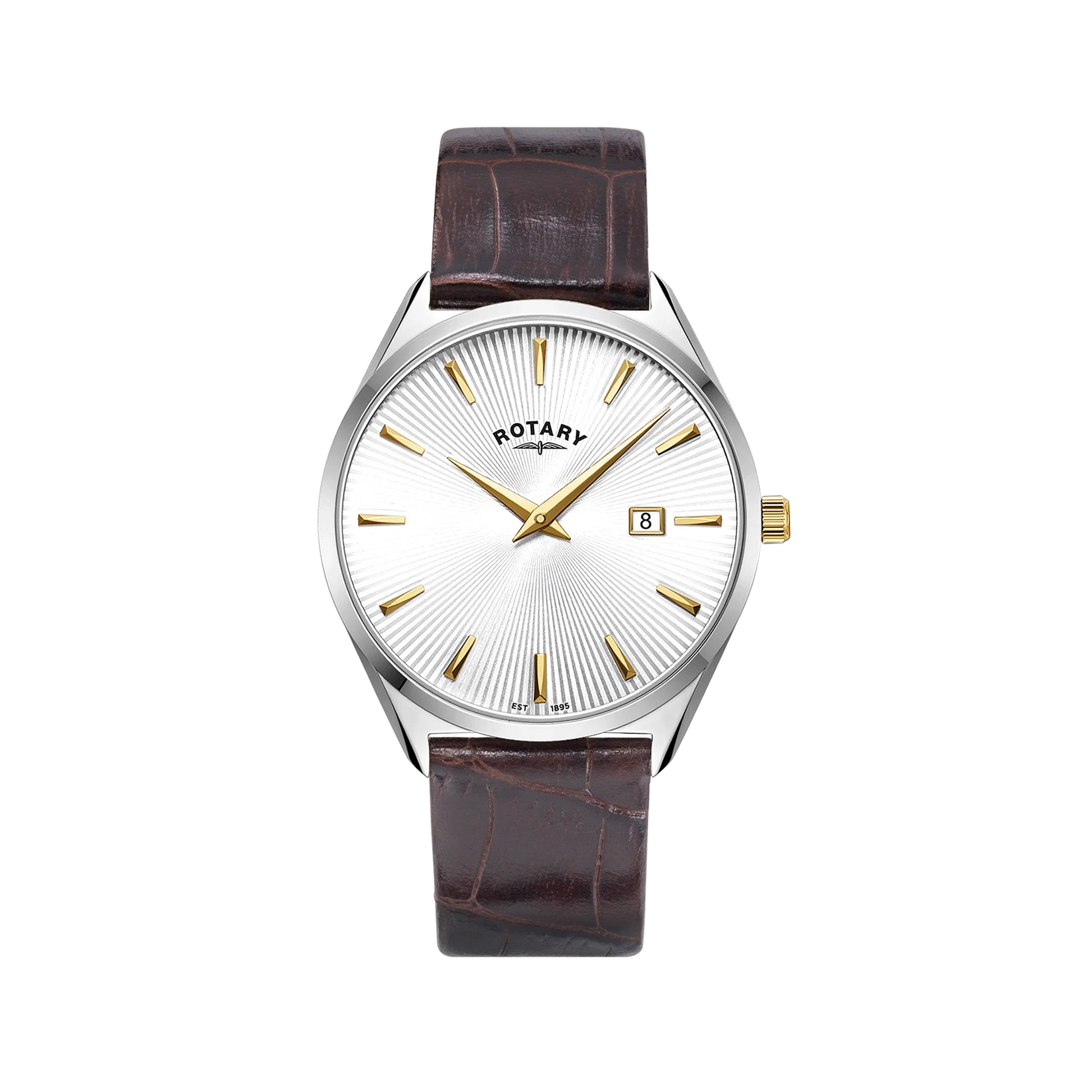 Rotary Ultra Slim Silver Textured Dial Watch