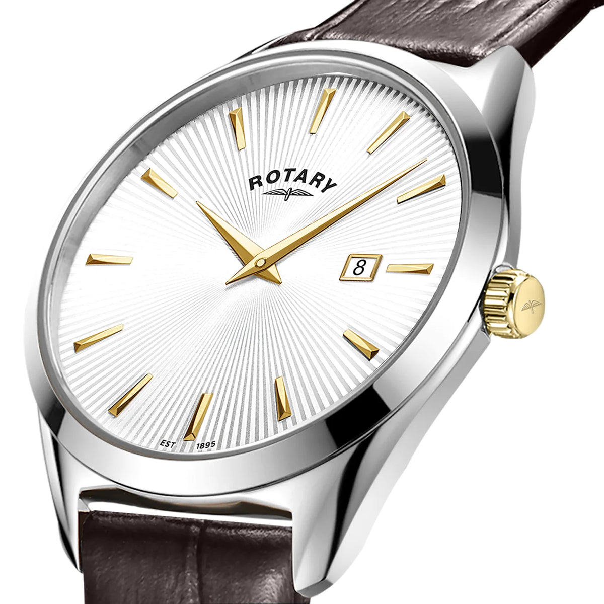 Rotary Ultra Slim Silver Textured Dial Watch
