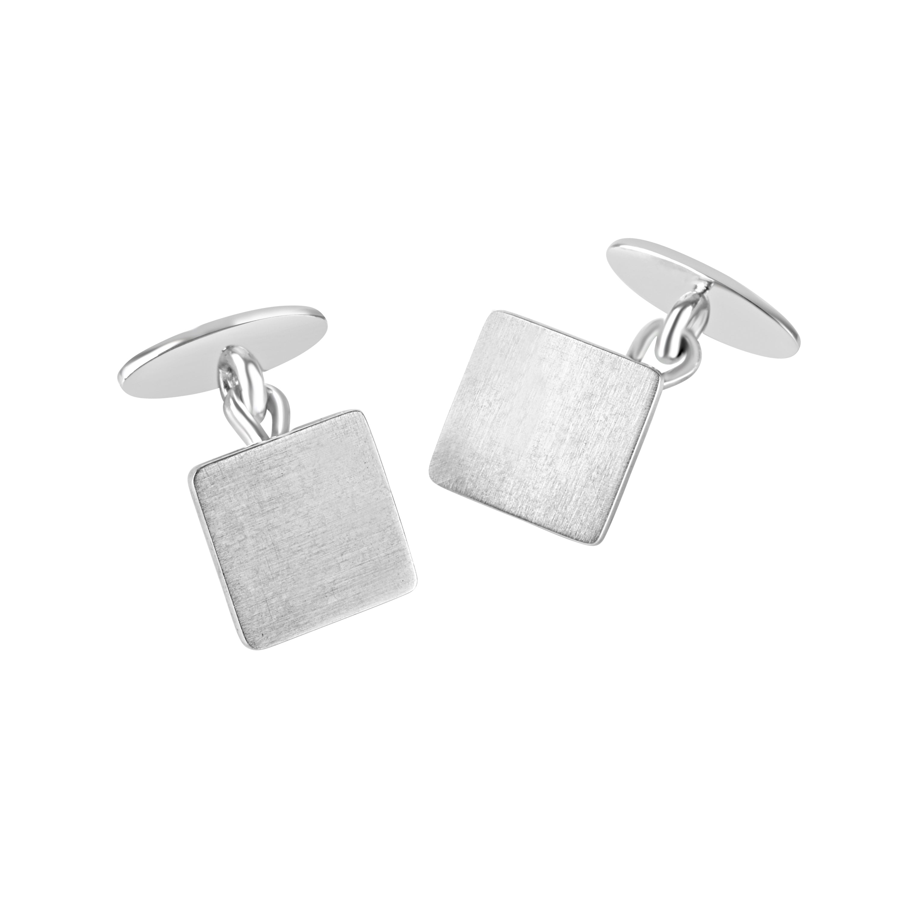 Gents Square Silver Satin Finish Cufflinks