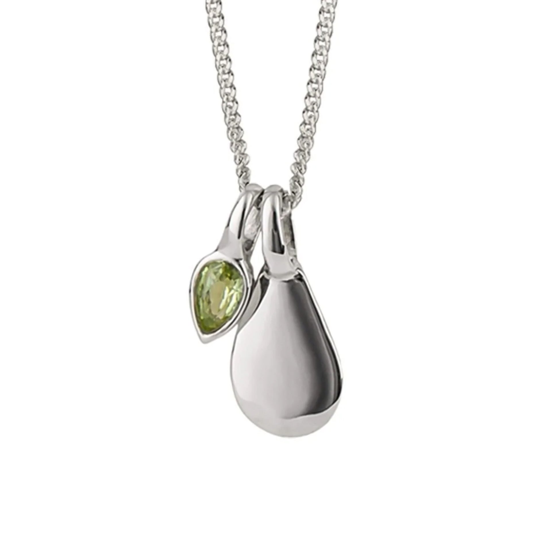 Green Peridot Droplet August Birthstone Tag Necklace