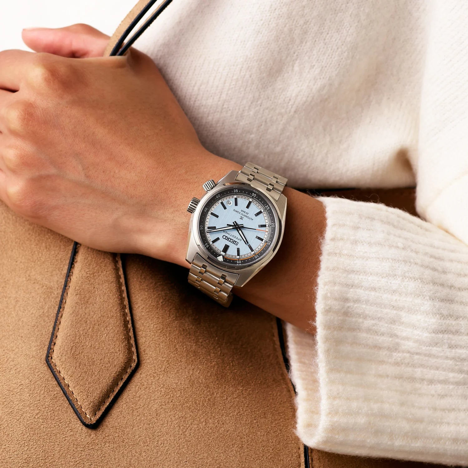 Seiko Prospex 'Heritage Motoring' Countdown Speedtimer Watch in Powder Blue