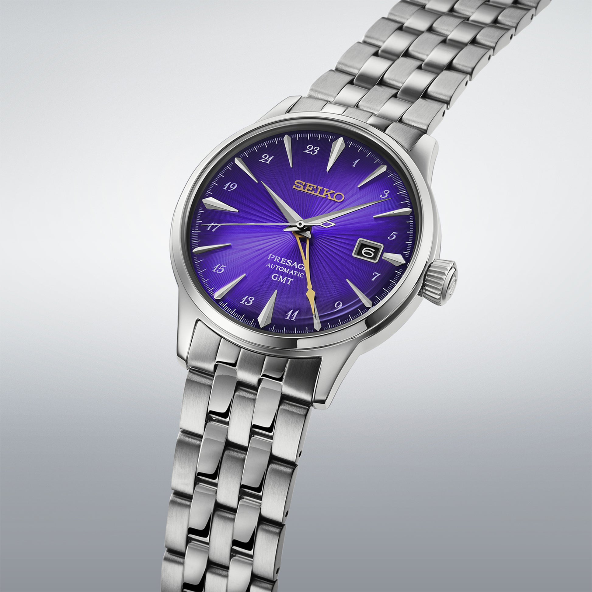 Seiko 145th Anniversary Presage Cocktail Time GMT Limited Edition Watch in Edo Purple PRE-ORDER