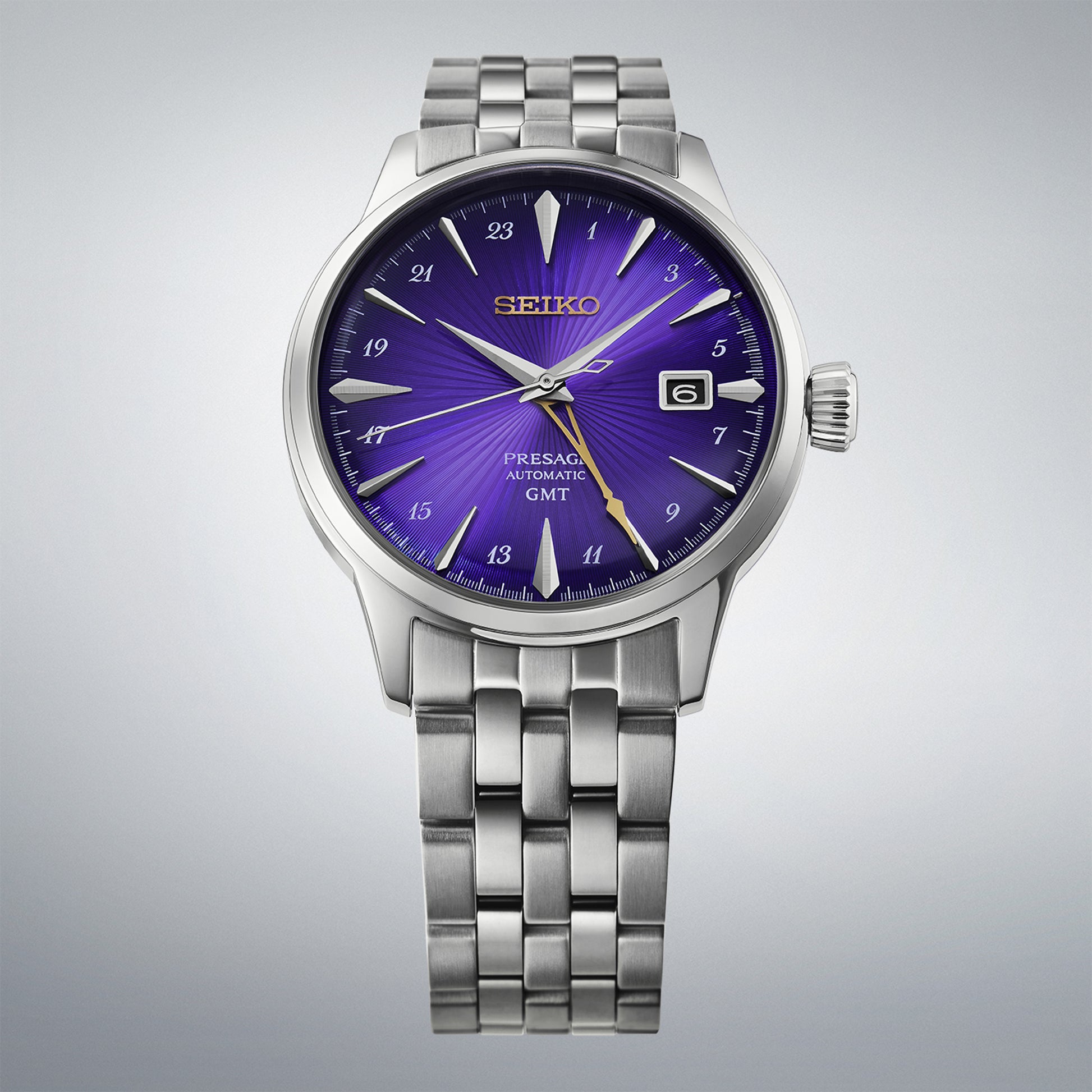 Seiko 145th Anniversary Presage Cocktail Time GMT Limited Edition Watch in Edo Purple PRE-ORDER
