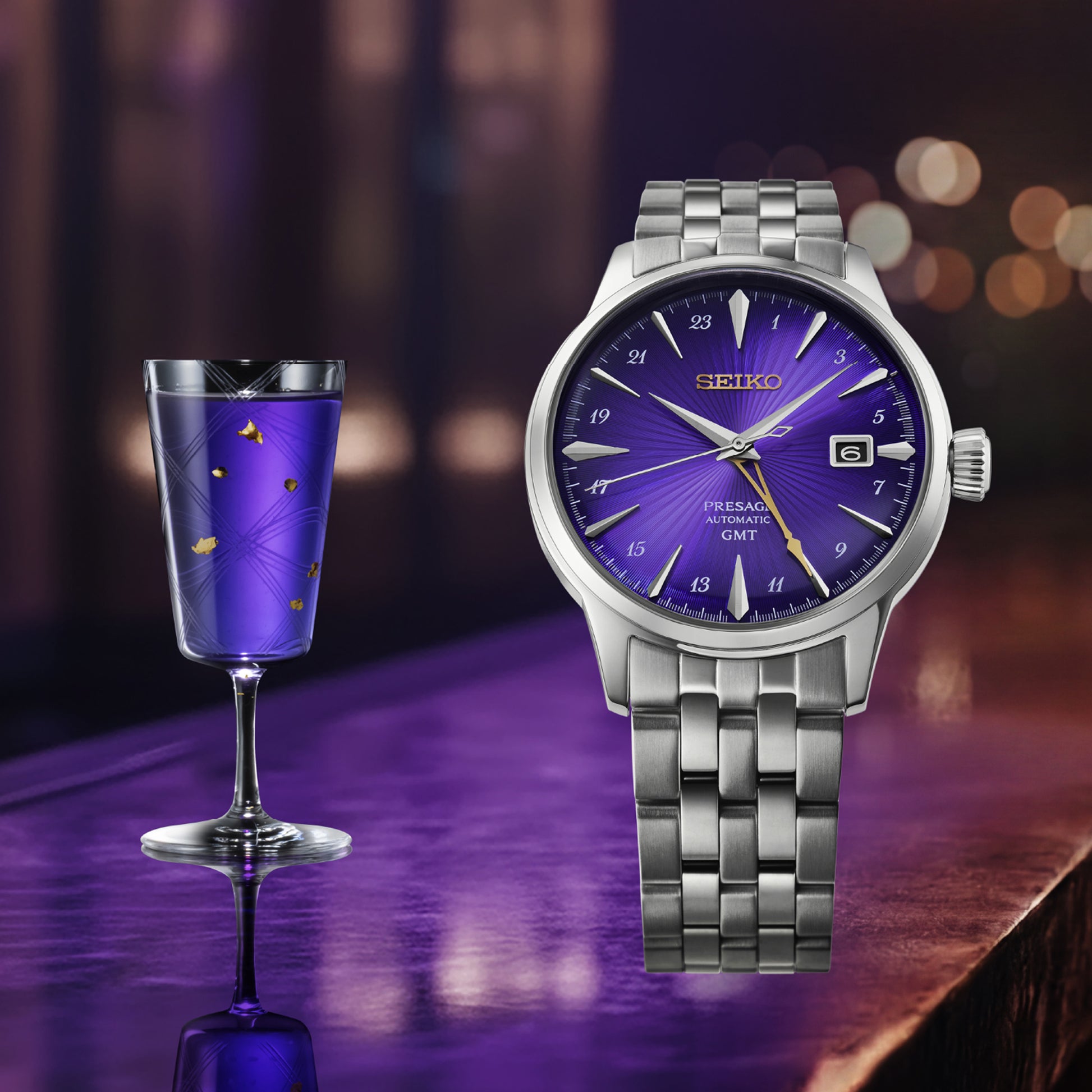 Seiko 145th Anniversary Presage Cocktail Time GMT Limited Edition Watch in Edo Purple PRE-ORDER