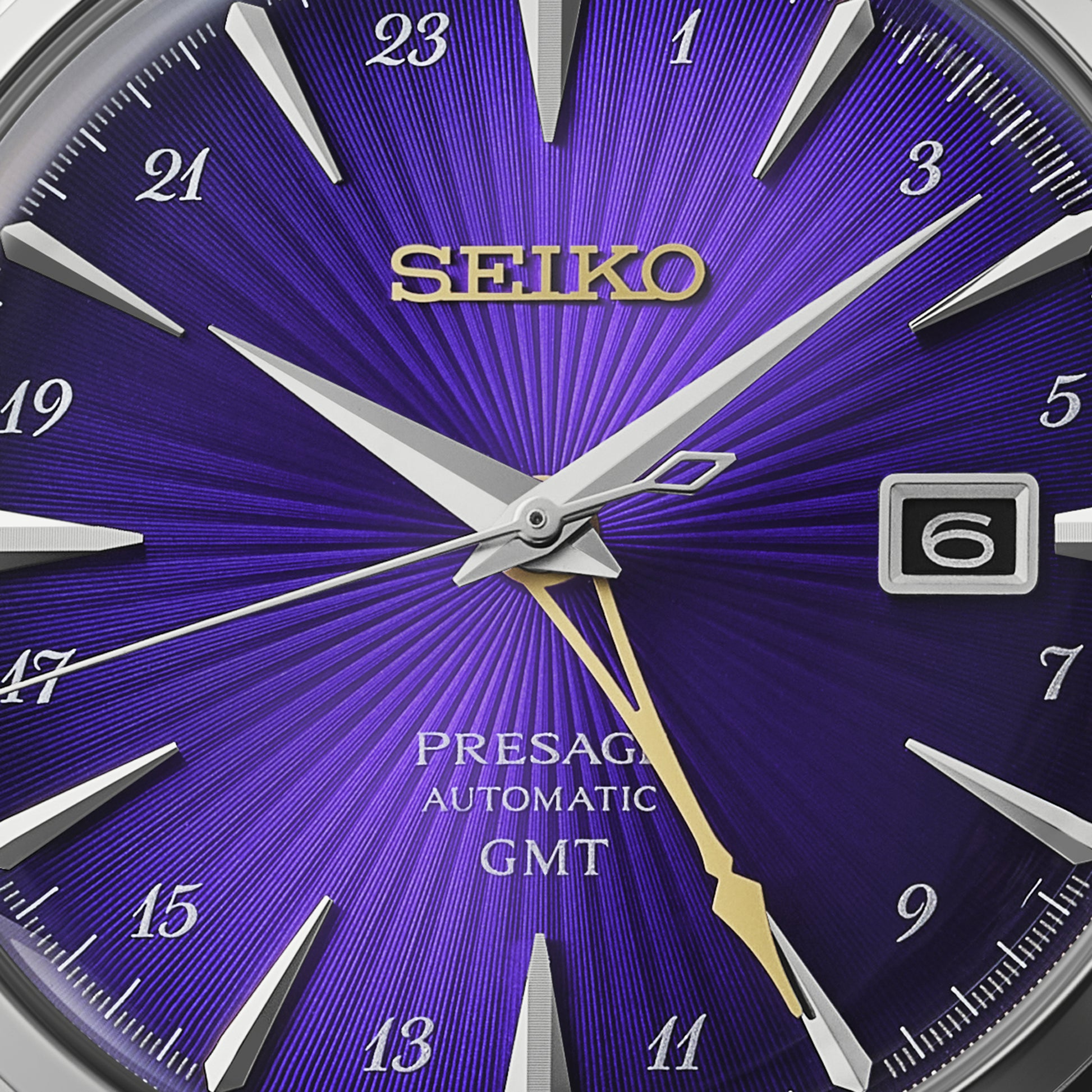 Seiko 145th Anniversary Presage Cocktail Time GMT Limited Edition Watch in Edo Purple PRE-ORDER