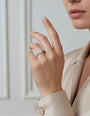 Half Carat Platinum Emerald Cut Diamond Halo Engagement Ring