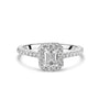 Half Carat Platinum Emerald Cut Diamond Halo Engagement Ring