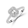 Half Carat Platinum Emerald Cut Diamond Halo Engagement Ring

