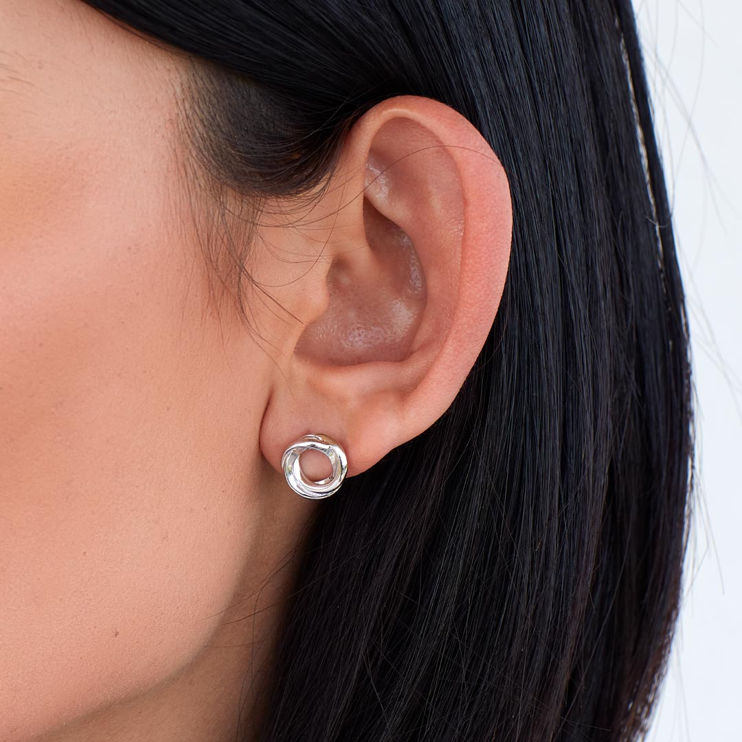 Kit Heath Sterling Silver 'Bevel Trilogy' Stud Earrings