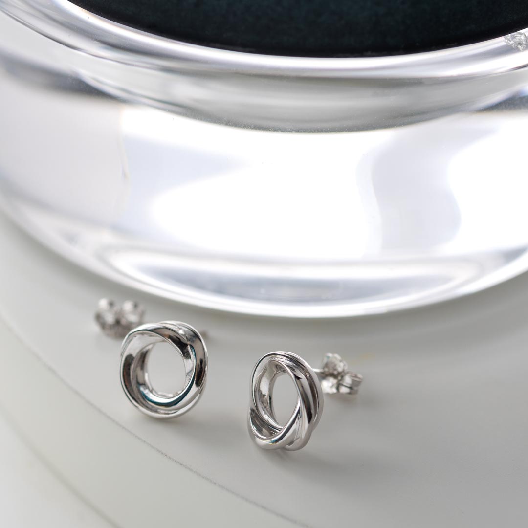 Kit Heath Sterling Silver 'Bevel Trilogy' Stud Earrings