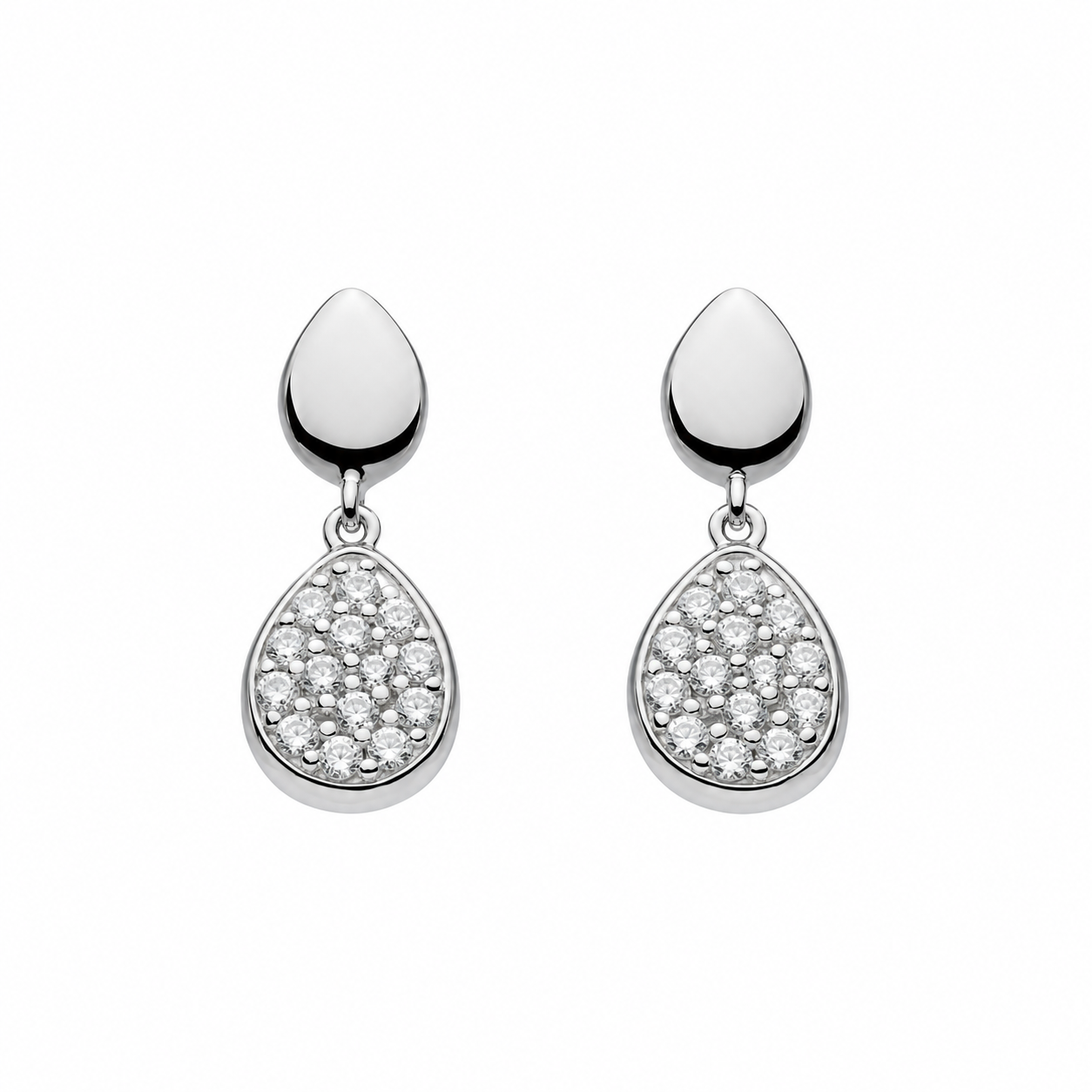 Kit Heath Sterling Silver 'Coast Pebble' Glisten Pavé Drop Earrings