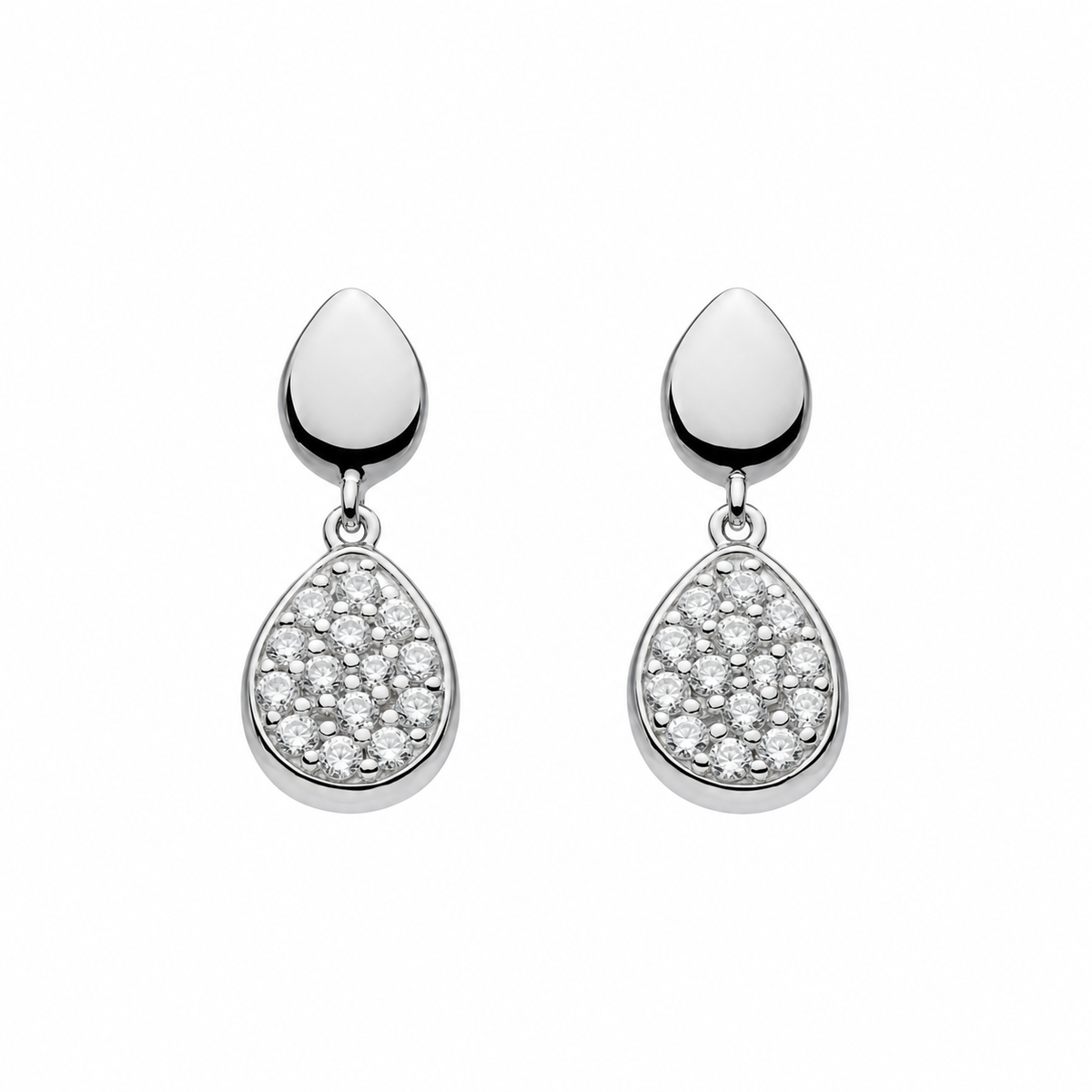 Kit Heath Sterling Silver 'Coast Pebble' Glisten Pavé Drop Earrings