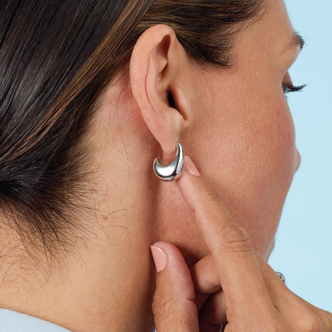 Kit Heath Sterling Silver 'Coast Pebble' Smooth Grande Hoop Earrings
