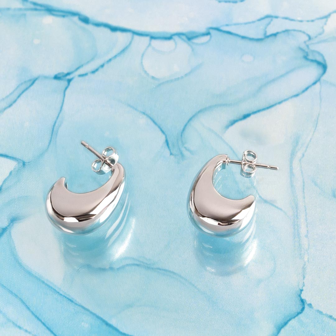 Kit Heath Sterling Silver 'Coast Pebble' Smooth Grande Hoop Earrings