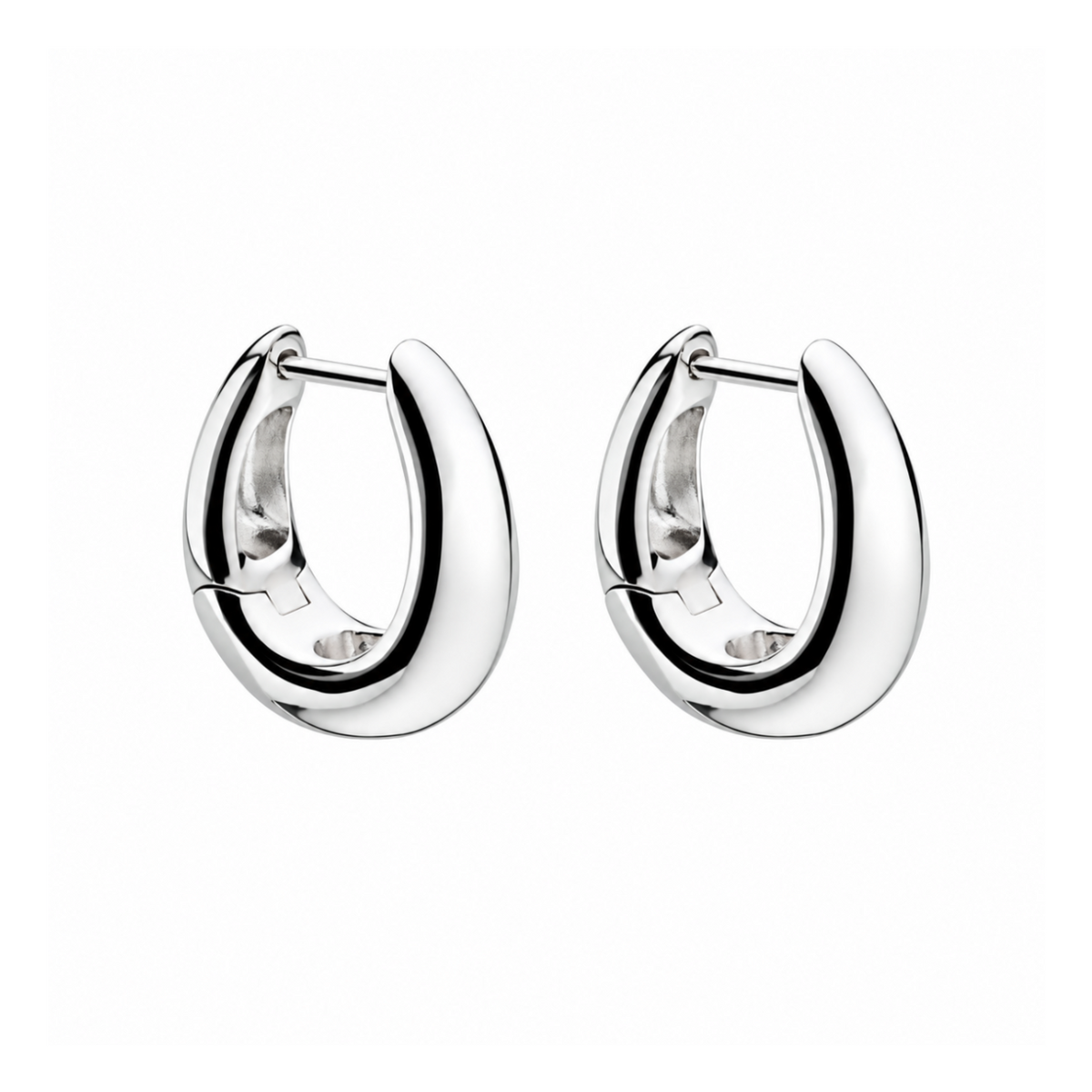 Kit Heath Sterling Silver 'Coast Pebble' Smooth Hinged Hoop Earrings