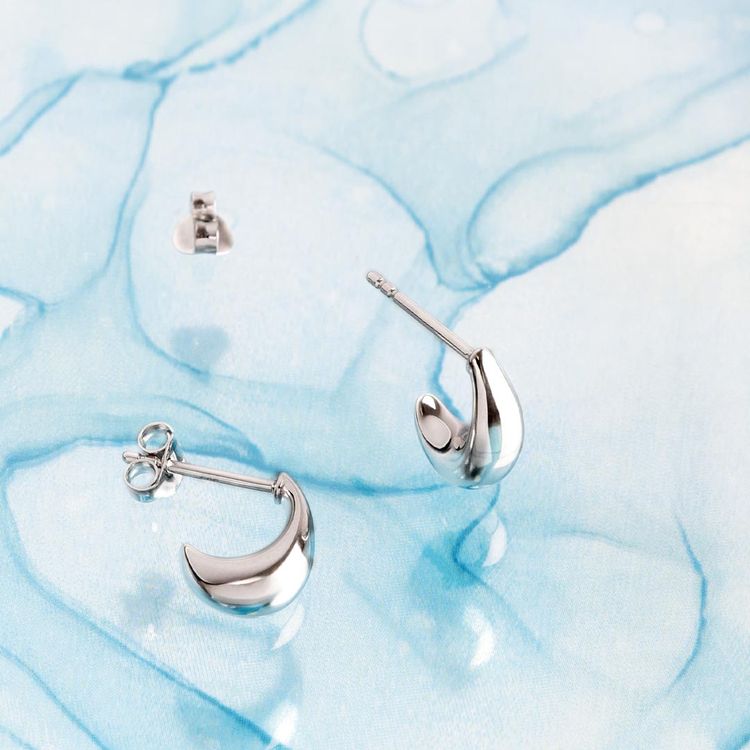 Kit Heath Sterling Silver 'Coast Pebble' Smooth Hoop Earrings