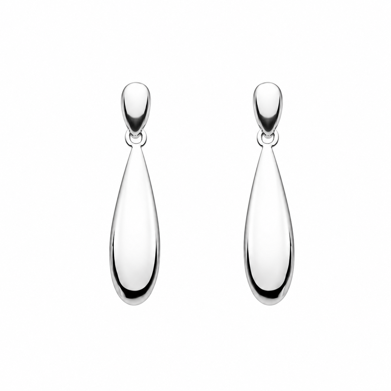 Kit Heath Sterling Silver 'Coast Pebble' Smooth Slim Drop Earrings