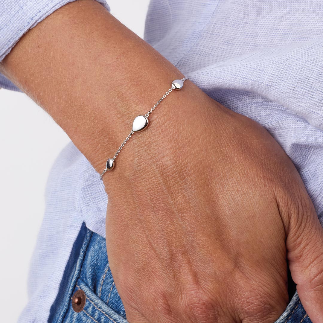 Kit Heath Sterling Silver 'Coast Pebble' Station Bracelet