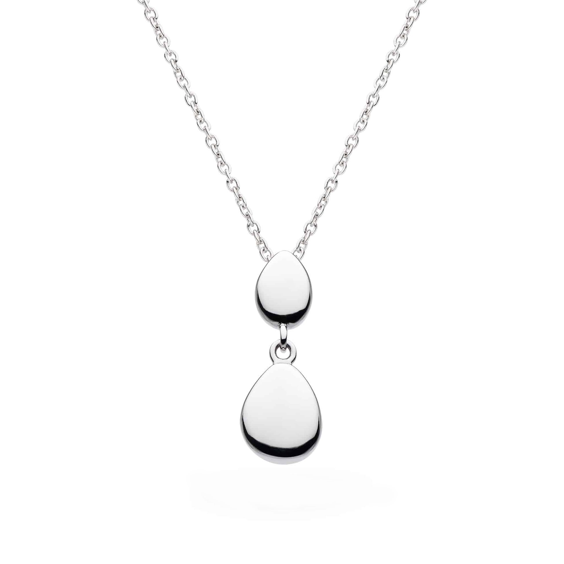 Kit Heath Sterling Silver 'Coastal Pebble' Twin Droplet Necklace