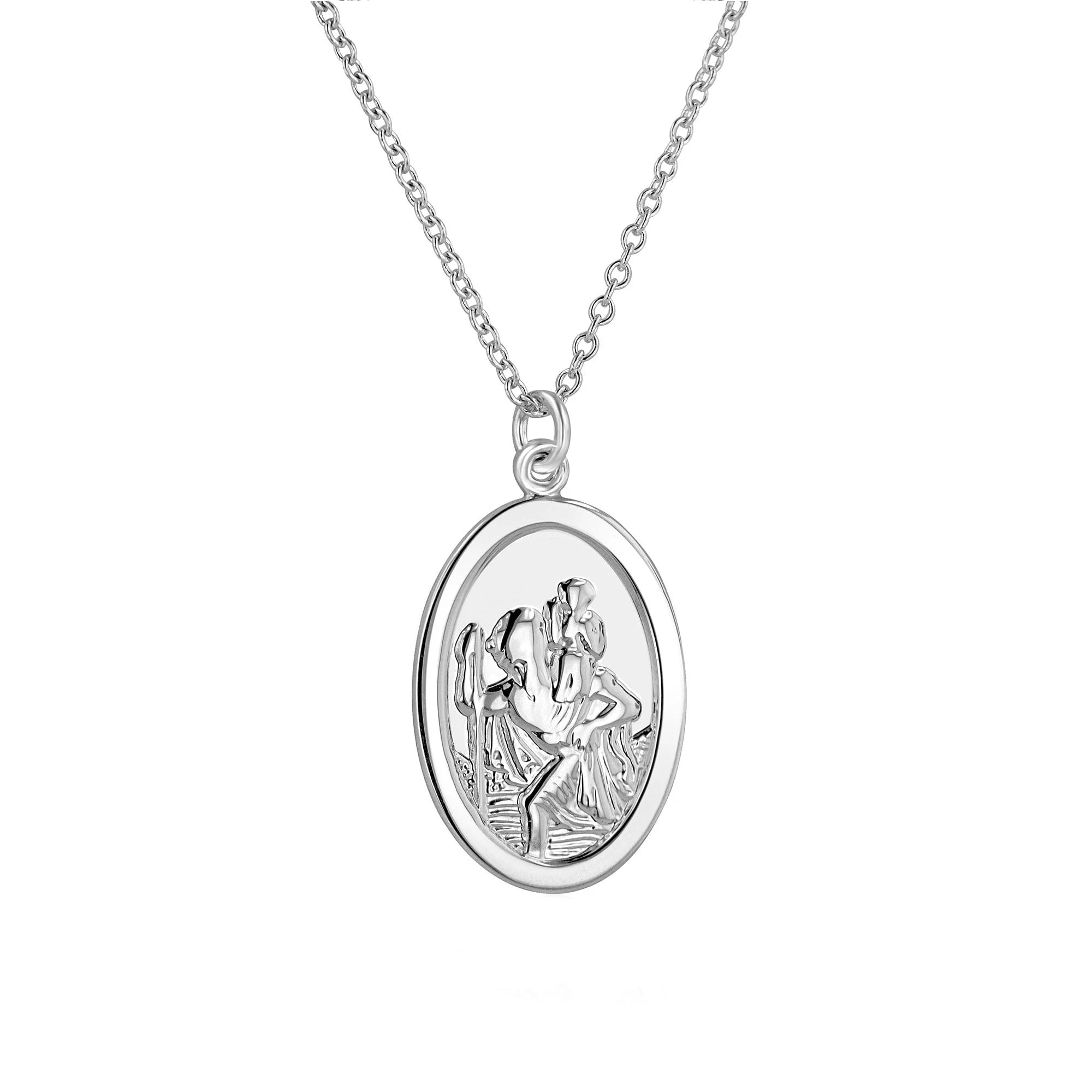 Large Oval St. Christopher Pendant on a Trace Chain