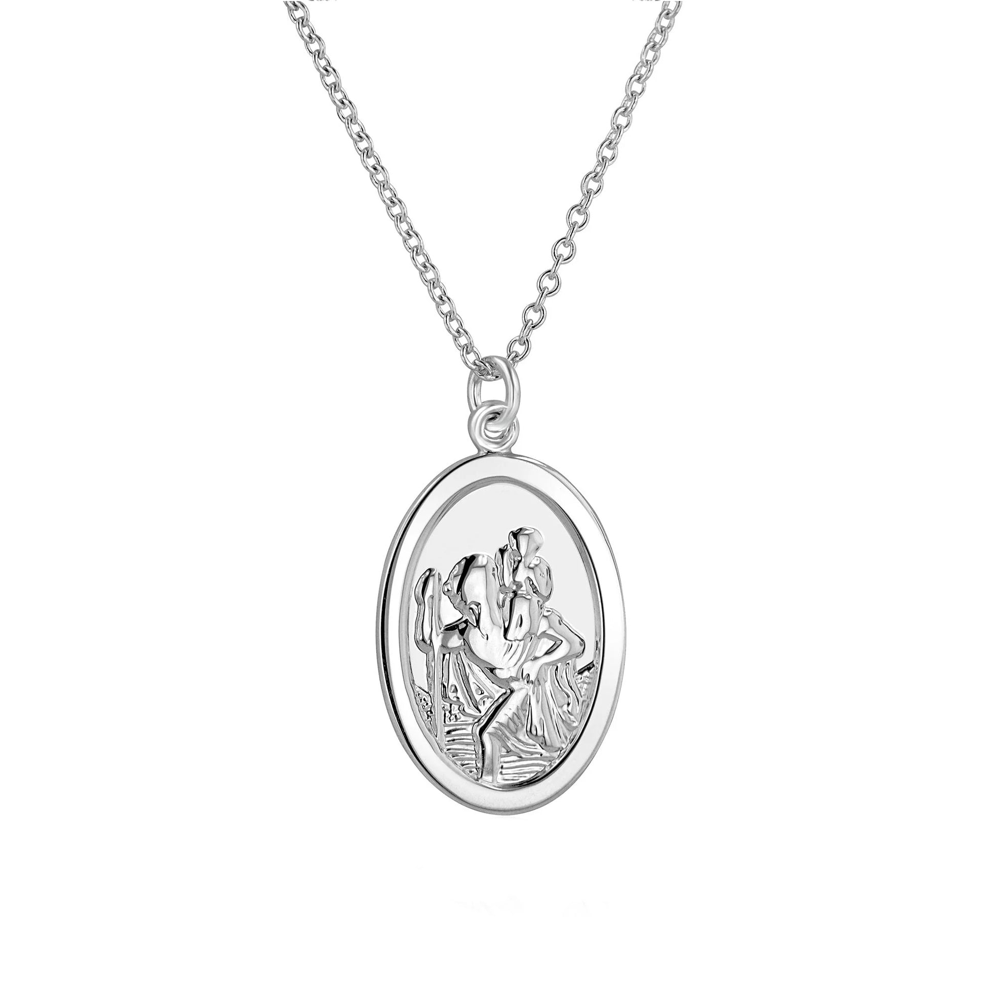 Large Oval St. Christopher Pendant on a Trace Chain