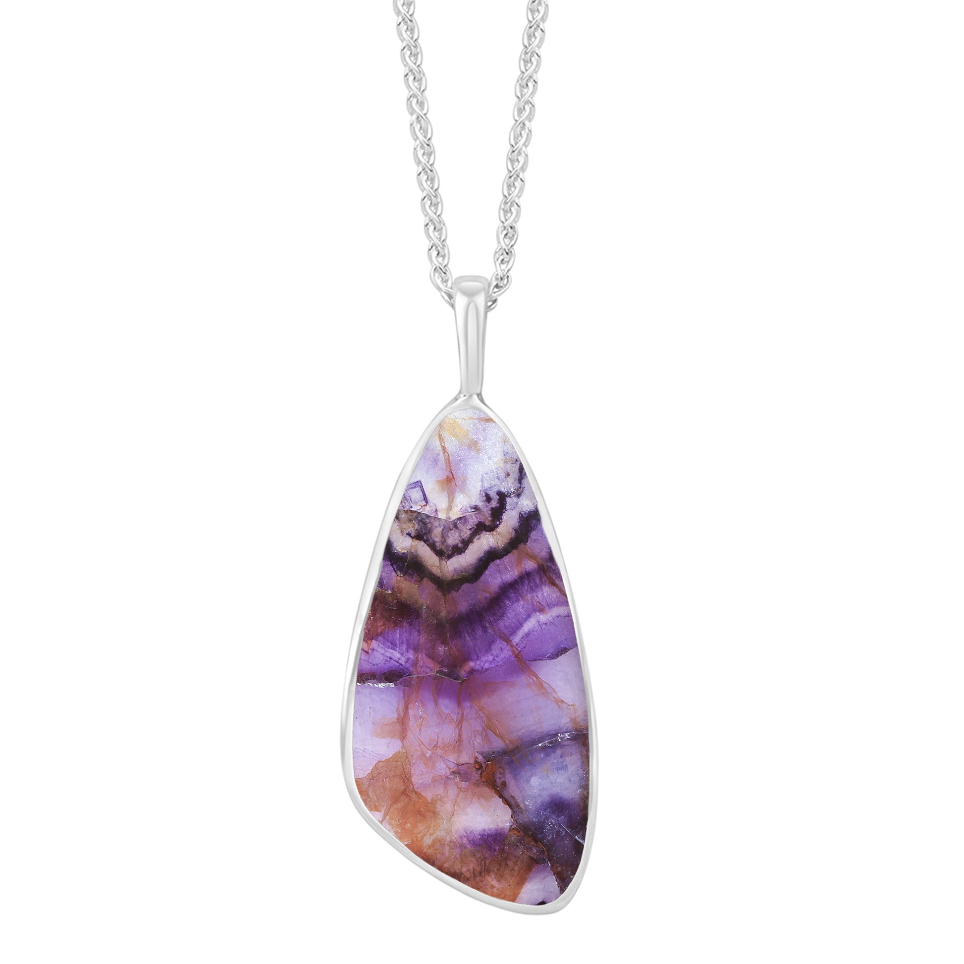 Long Silver Irregular Triangular Blue John Necklace