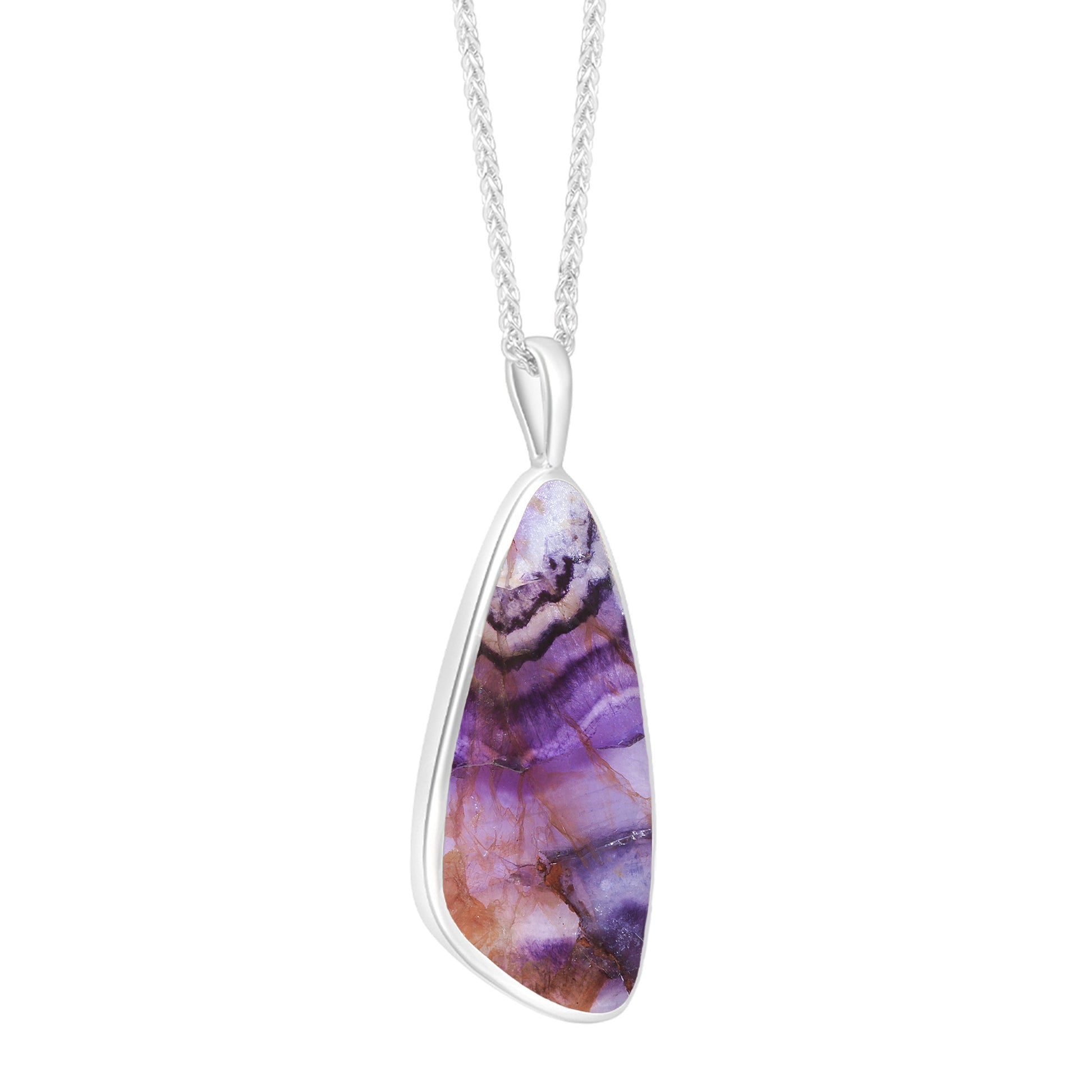 Long Silver Irregular Triangular Blue John Necklace