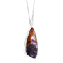 Long Silver Irregular Triangular Pendant Set with Blue John, in an Adjustable Spiga Chain