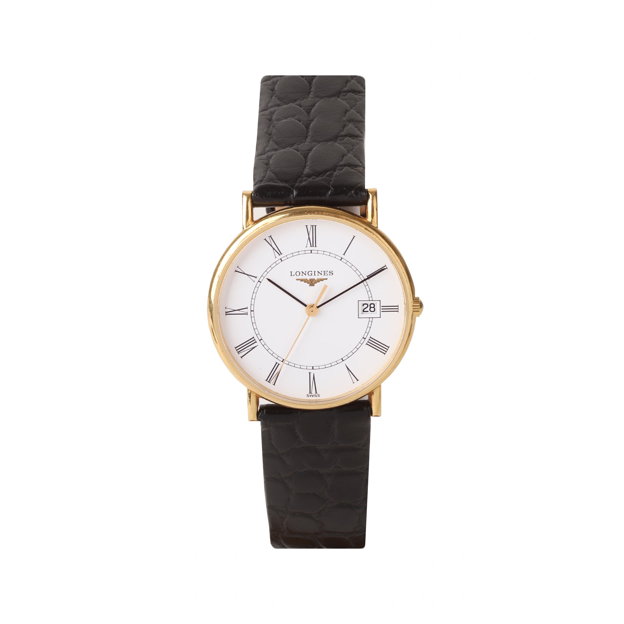 Longines Date 18ct Yellow Gold Roman Dial Pre-Owned Watch