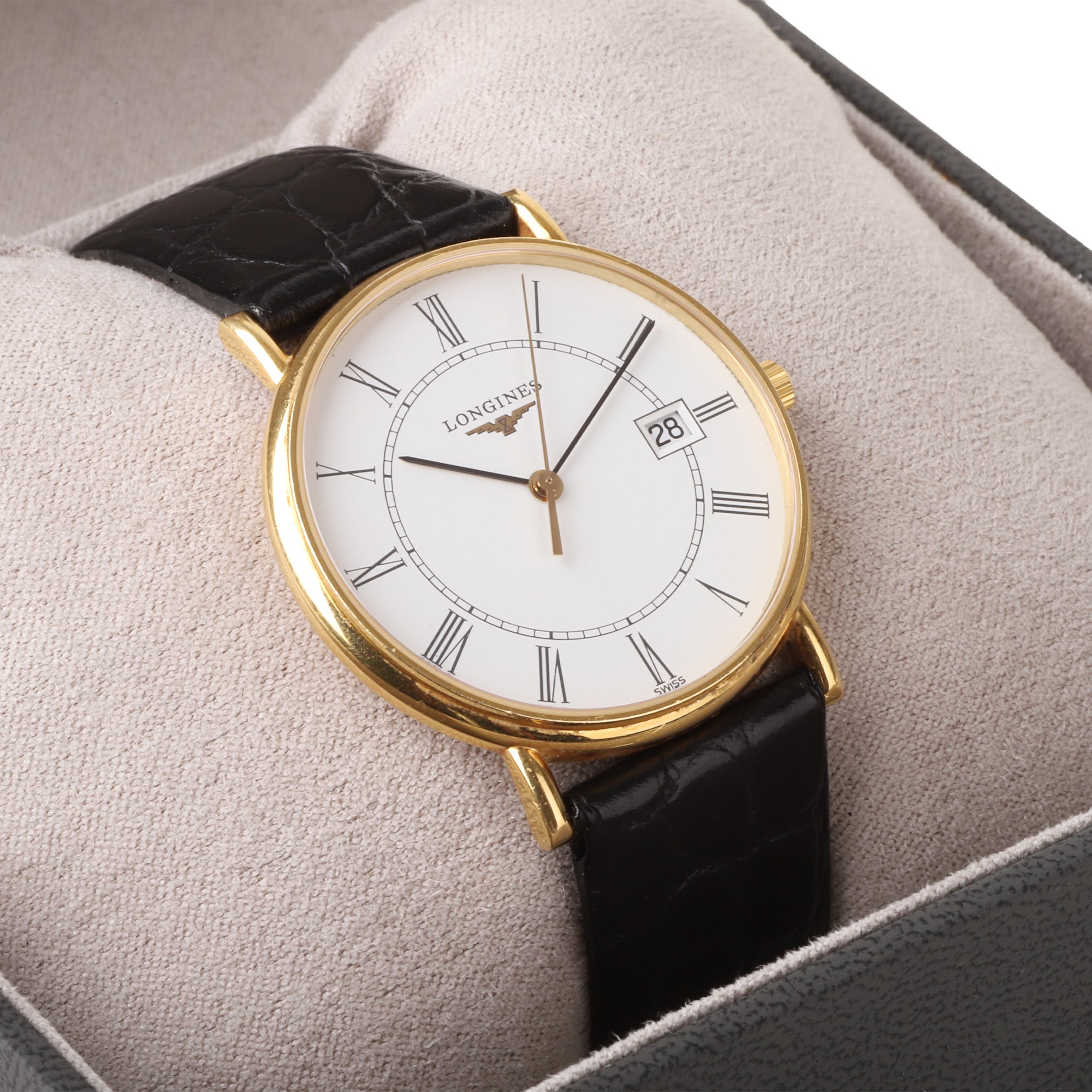 Longines Date 18ct Yellow Gold Roman Dial Pre-Owned Watch
