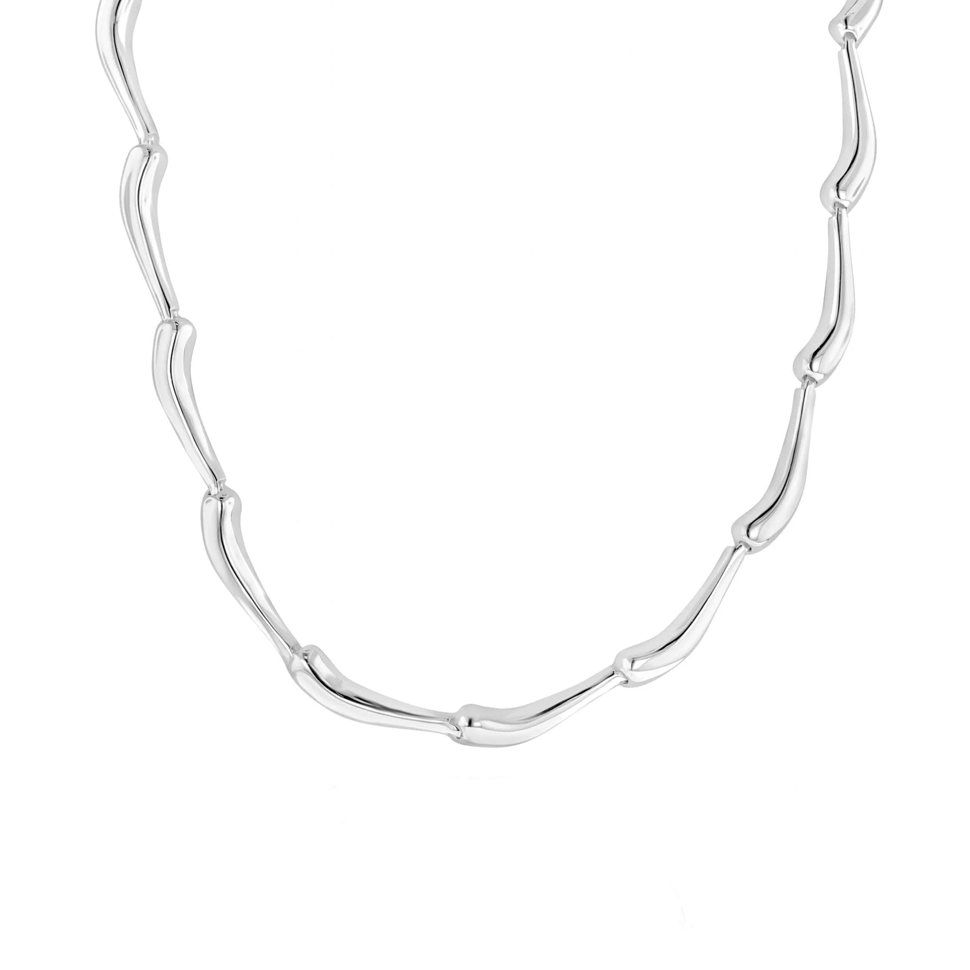 Silver Wave Link Necklace