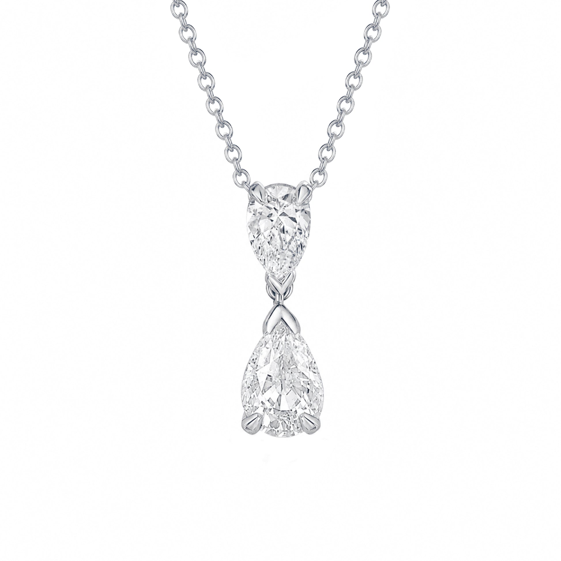 18ct White Gold 1.96ct Double Pear Cut Lab Grown Diamond Necklace