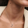model wearing PDPAOLA sterling silver initial J necklace