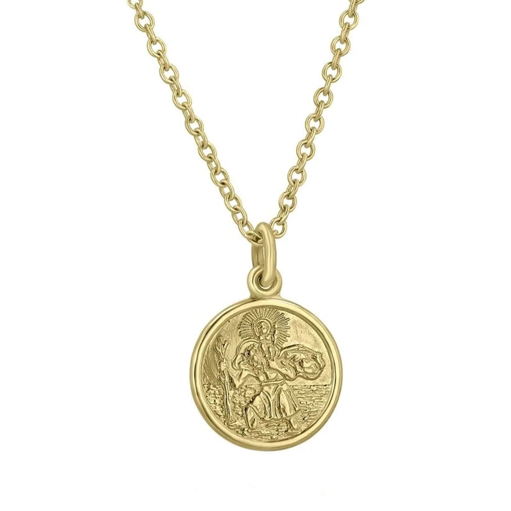 9ct Yellow Gold St. Christopher Pendant With Adjustable 16"-18" Fine Trace Chain