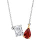 Pear Cut Spinel and Emerald Cut Lab Grown Diamond Toi et Moi Necklace