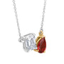 Pear Cut Spinel and Emerald Cut Lab Grown Diamond Toi et Moi Necklace