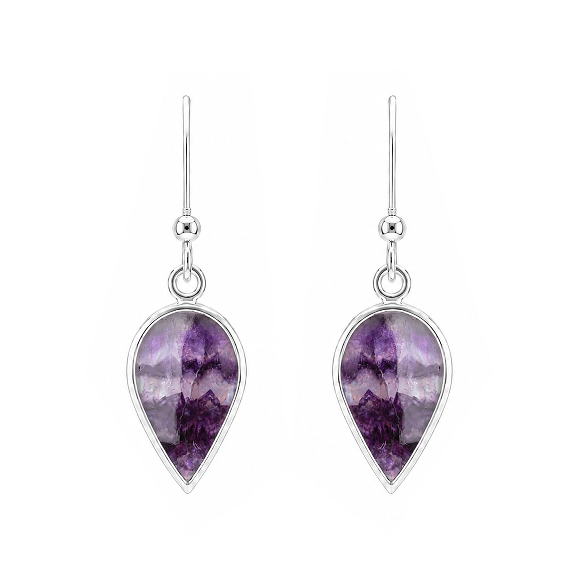 Pear Shape Blue John Silver Drop Earrings