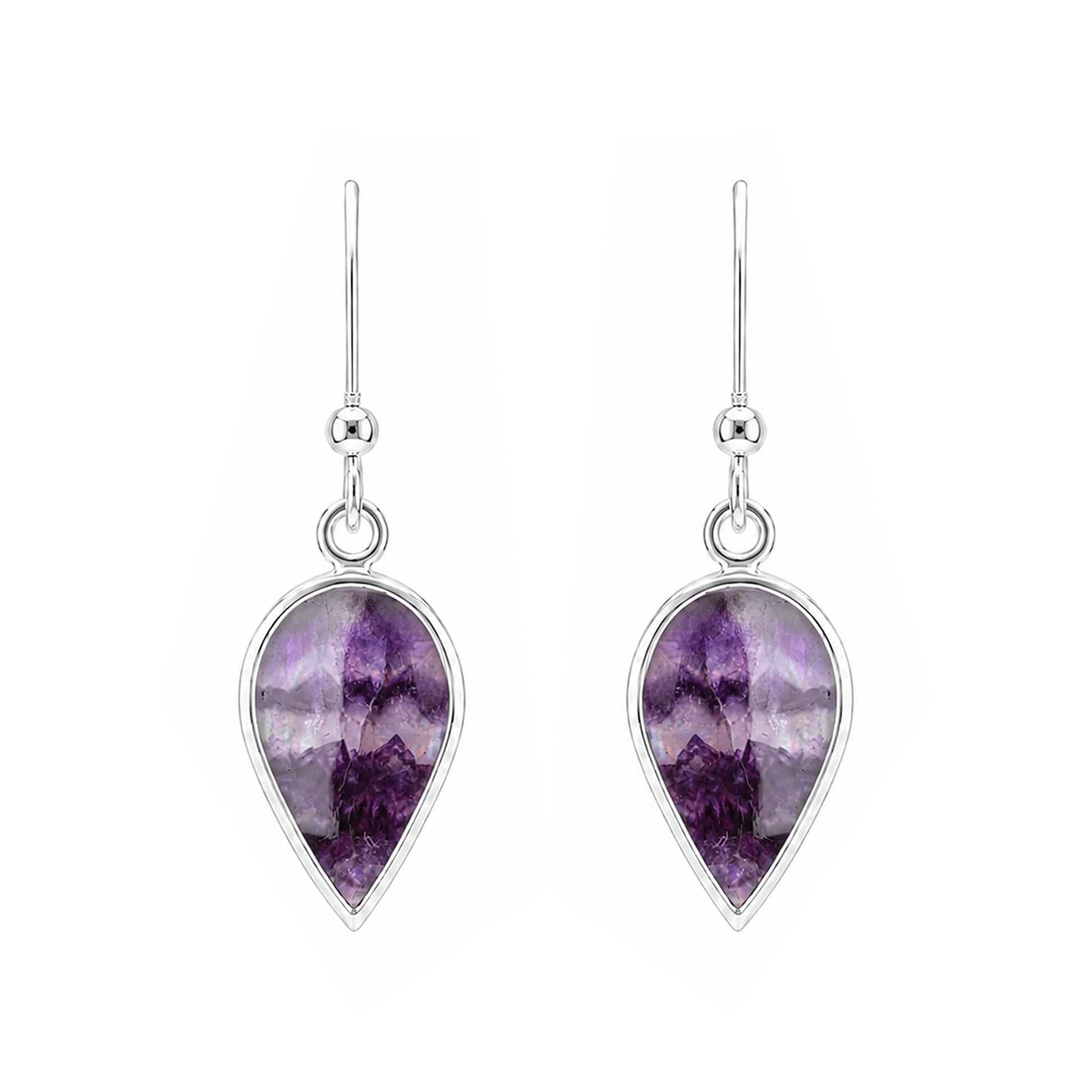 Pear Shape Blue John Silver Drop Earrings