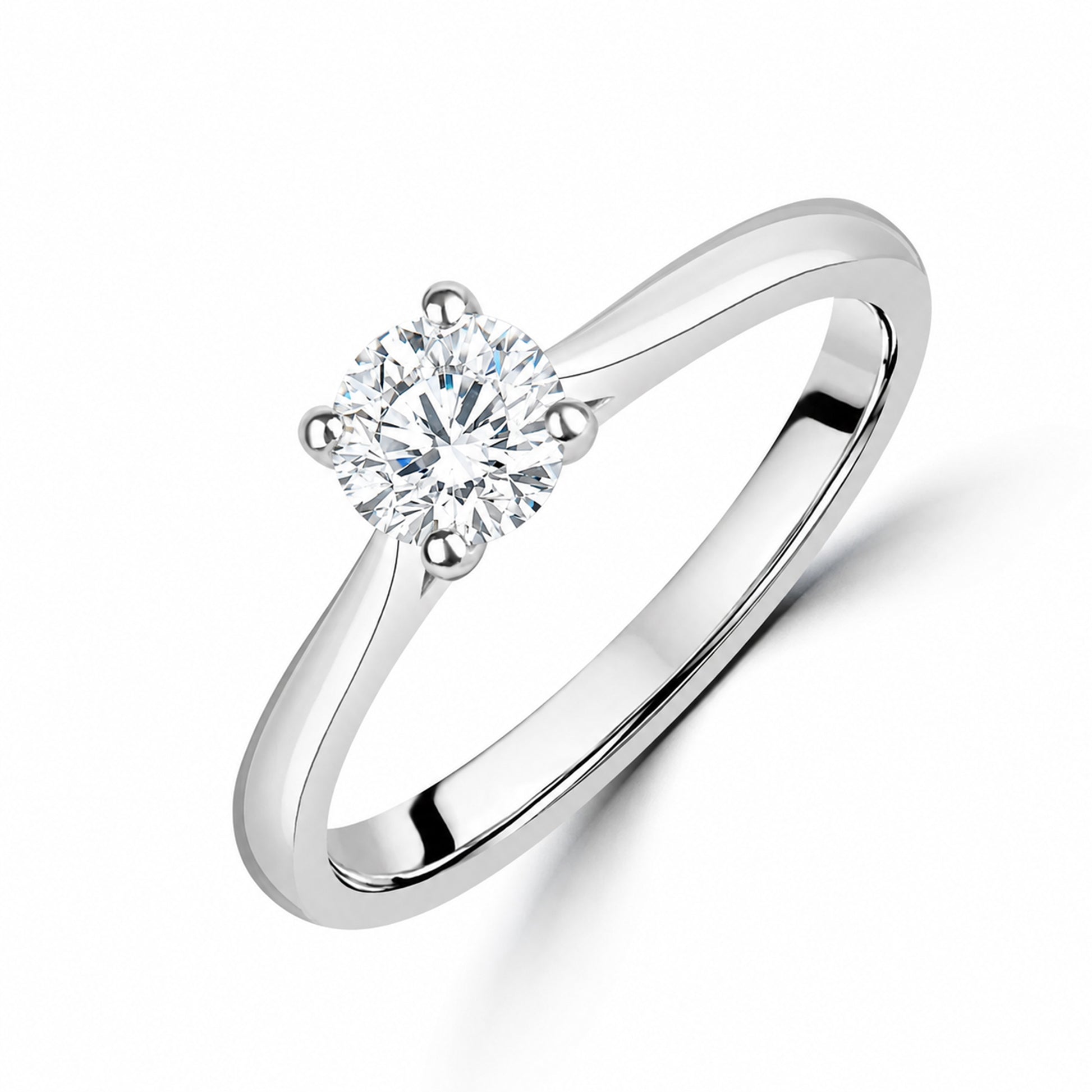 Platinum 0.50ct Round Brilliant Cut Diamond Engagement Ring