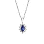 Platinum 0.64ct Oval Sapphire & Diamond Halo Cluster Pendant