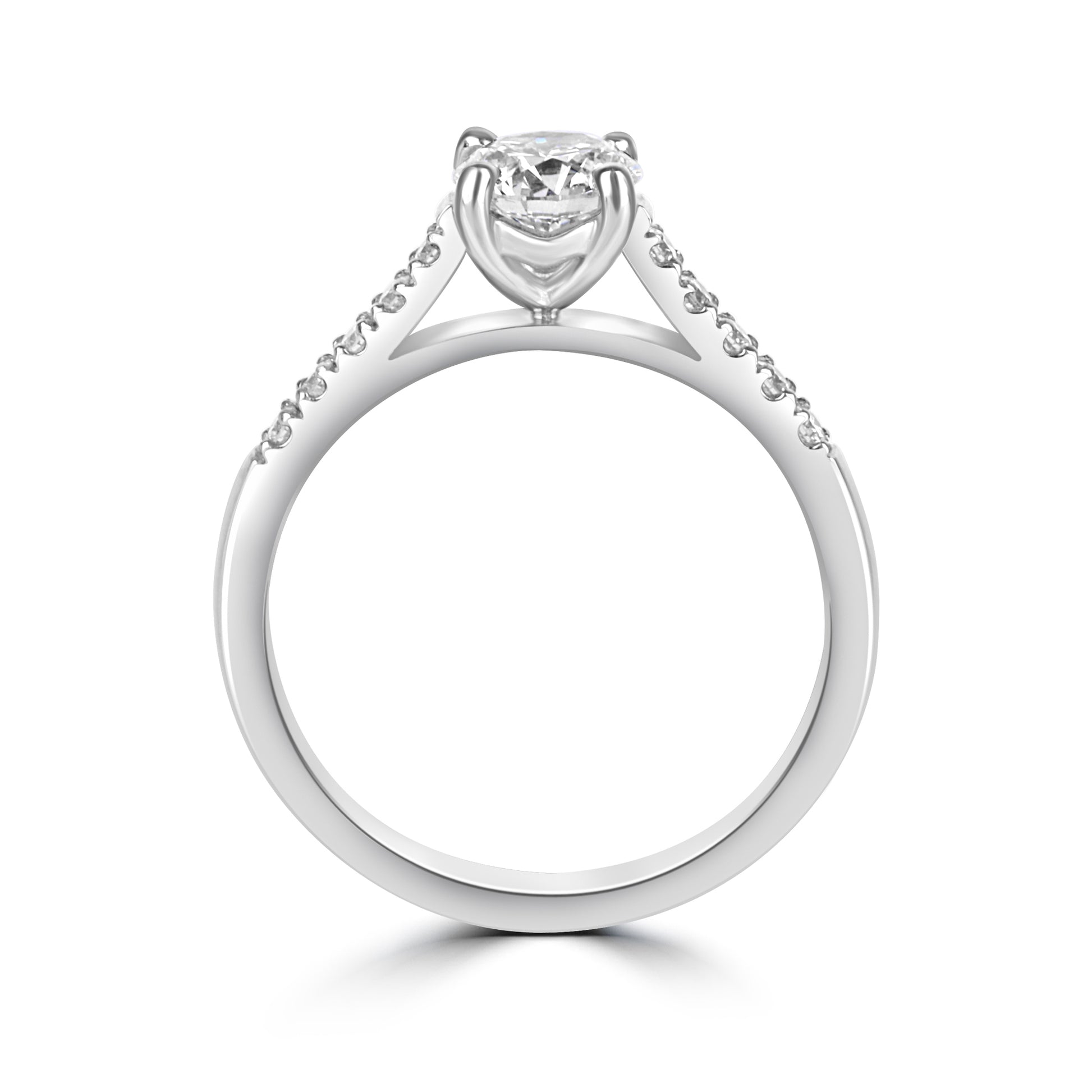 Platinum 0.72ct Round Diamond Engagement Ring With Diamond Band