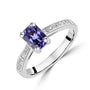 Platinum 1.07ct Octagonal Cut Tanzanite With Princess Cut Diamond Band Ring