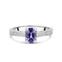 Platinum 1.07ct Octagonal Cut Tanzanite With Princess Cut Diamond Band Ring