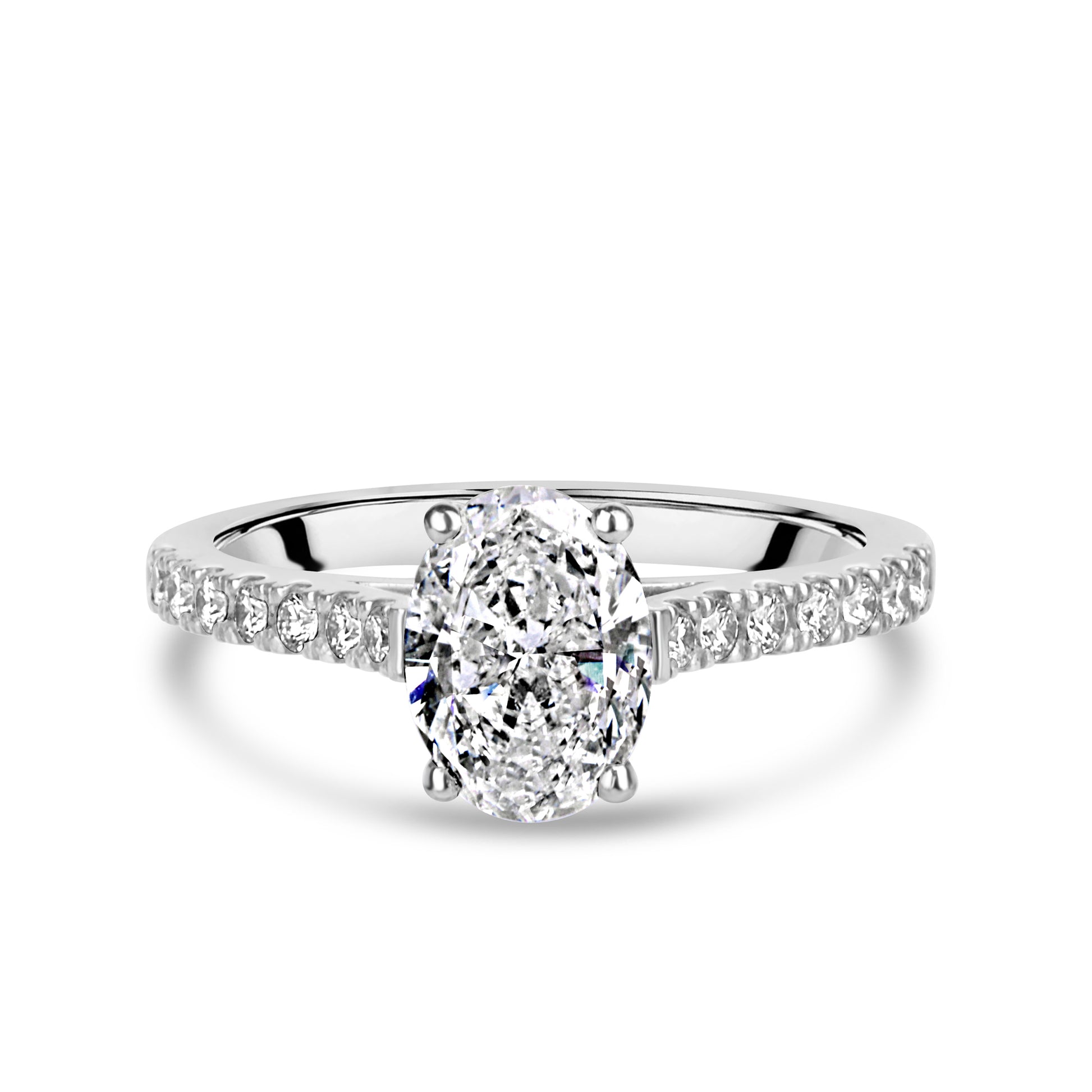 Platinum 1.20ct Oval Diamond Engagement Ring with Diamond Set Shoulders
