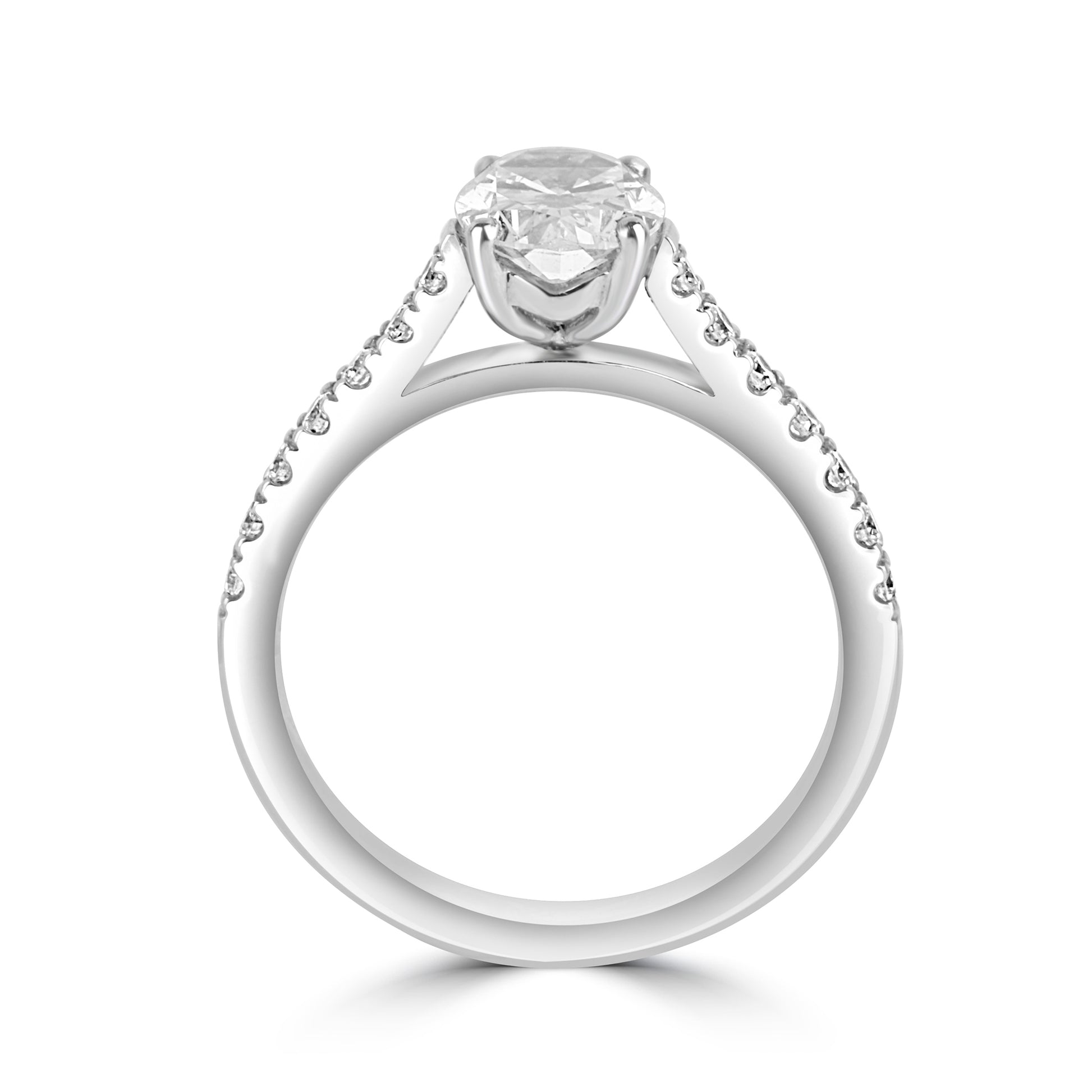 Platinum 1.20ct Oval Diamond Engagement Ring with Diamond Set Shoulders