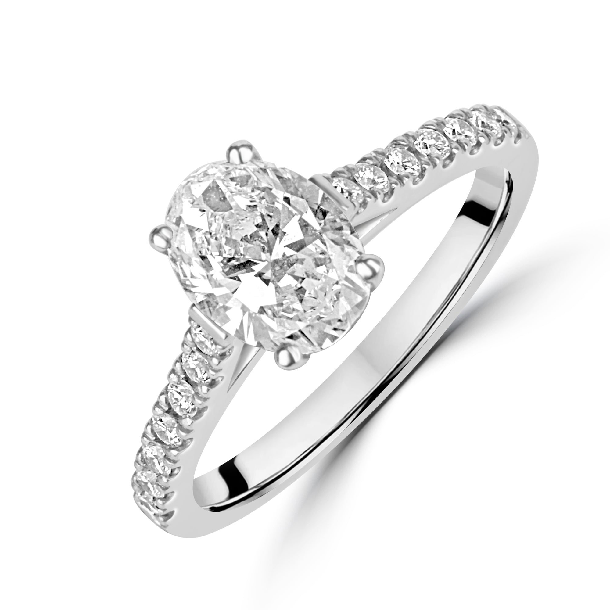 Platinum 1.20ct Oval Diamond Engagement Ring with Diamond Set Shoulders